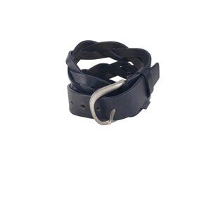 Coach Braided Belt Black Leather 1.5" Brushed Nickel Unisex Mens Size 40
